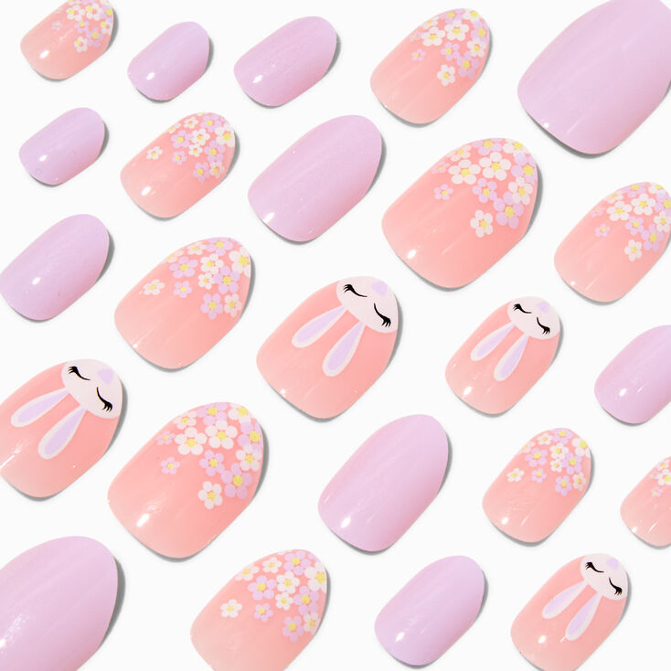 Easter Bunny Stiletto Press On Faux Nail Set - 24 Pack,