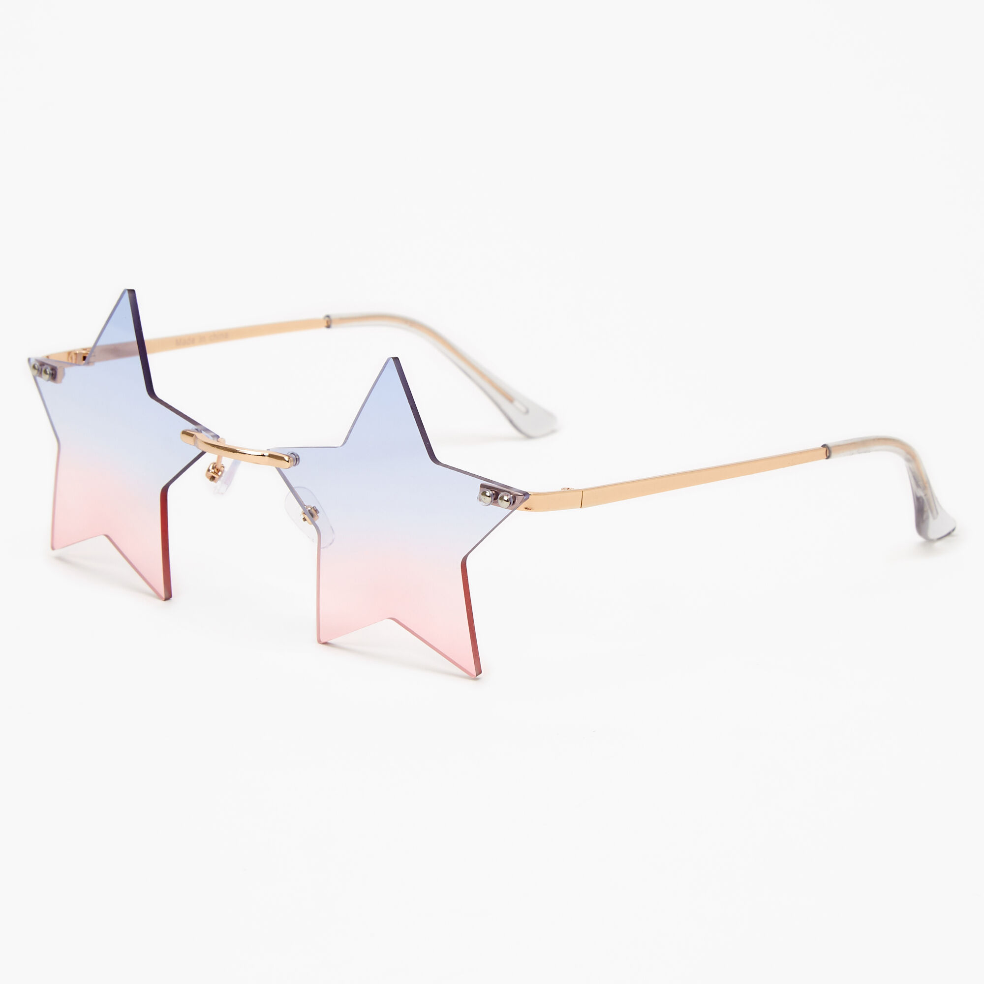 Claire's Lunettes de soleil étoile dégradé de bleu et rose couleur dorée