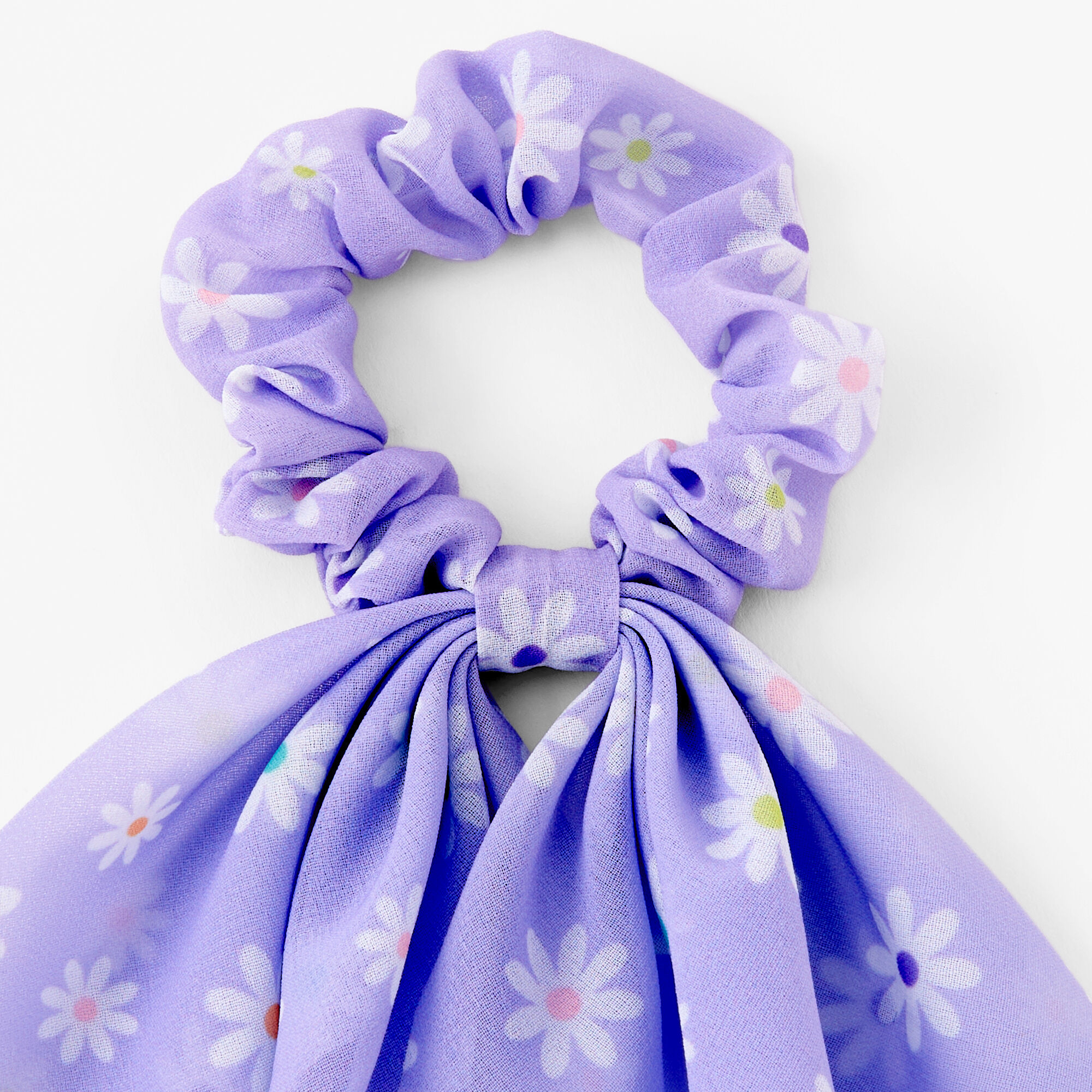 Spring Purple Daisy Hair Scrunchie Scarf,