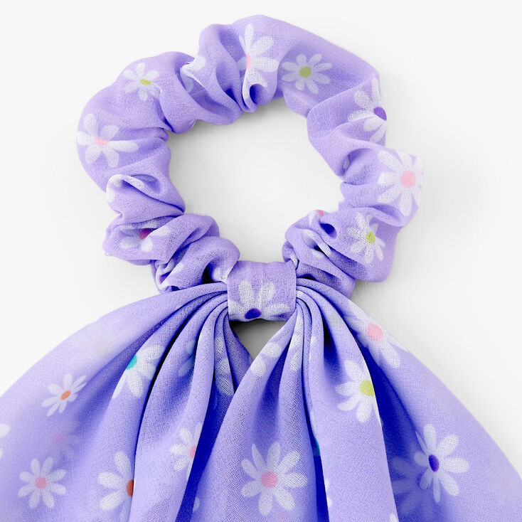 Spring Purple Daisy Hair Scrunchie Scarf,