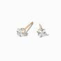 Gold Titanium Cubic Zirconia Square Stud Earrings - 3MM,