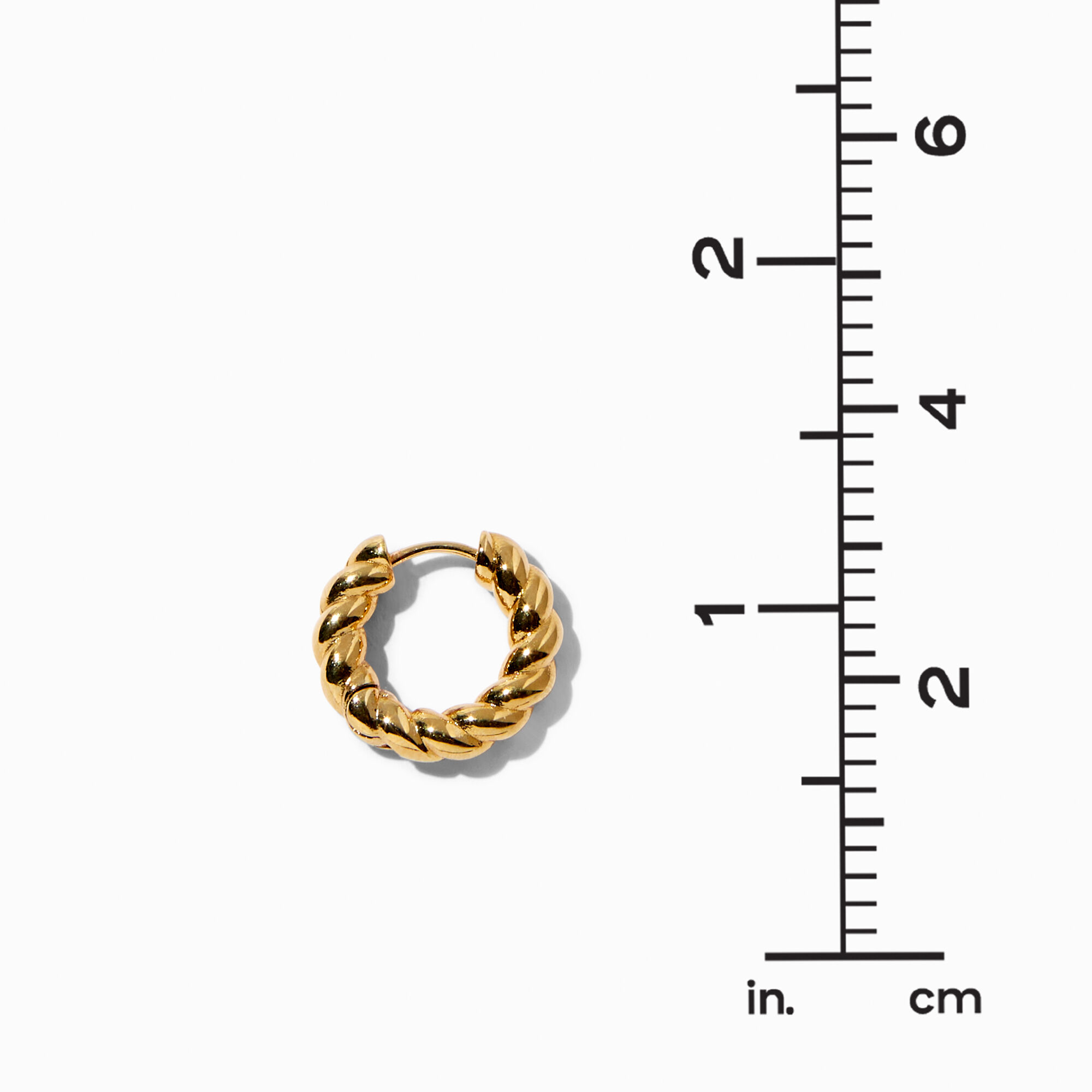 18K Gold Plated 12MM Twisted Clicker Hoop Earrings,