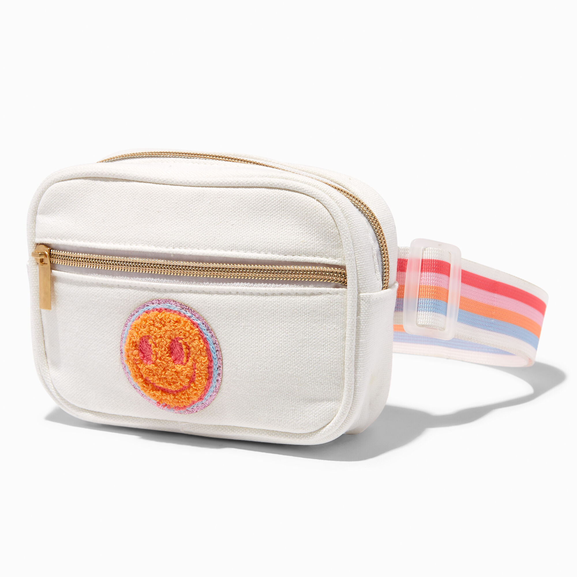 Happy Face Patch White Bum Bag