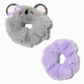 Claire&#39;s Club Gray &amp; Purple Medium Koala Hair Scrunchies,