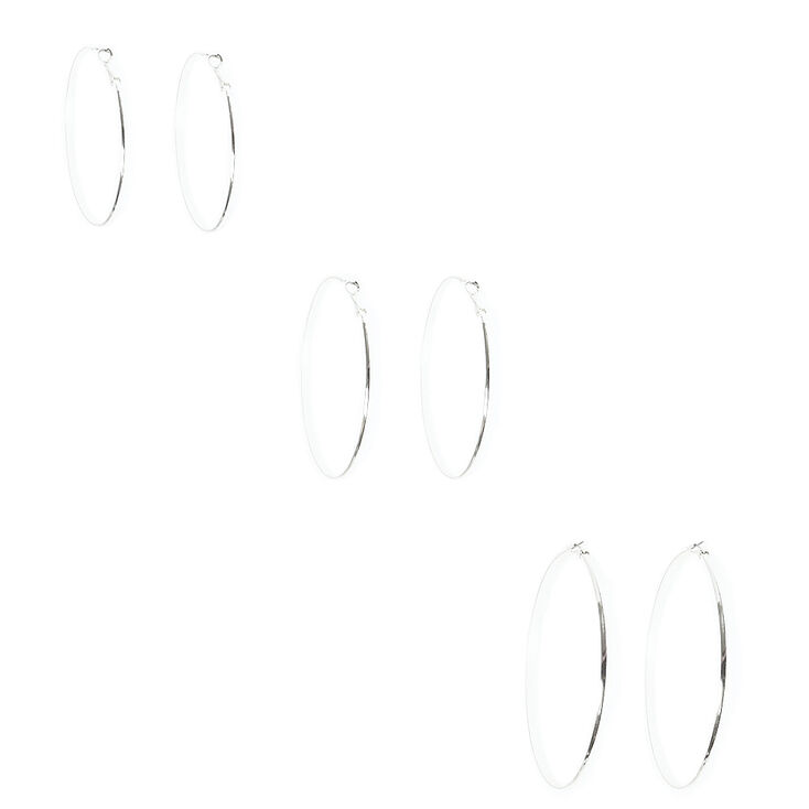 Silver Hoop Earring Set,