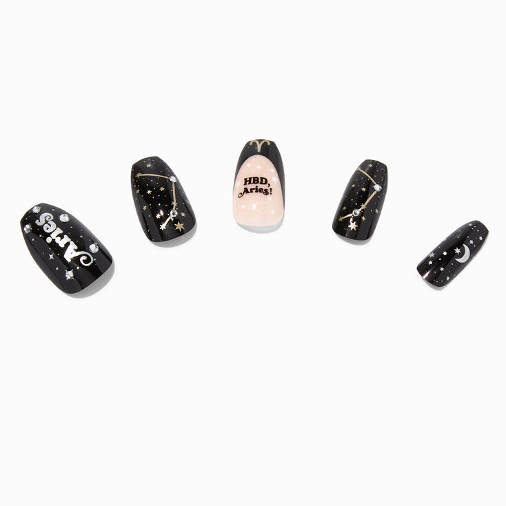 Aries Birthday Squareletto Faux Nail Set - 24 Pack | Claire's US