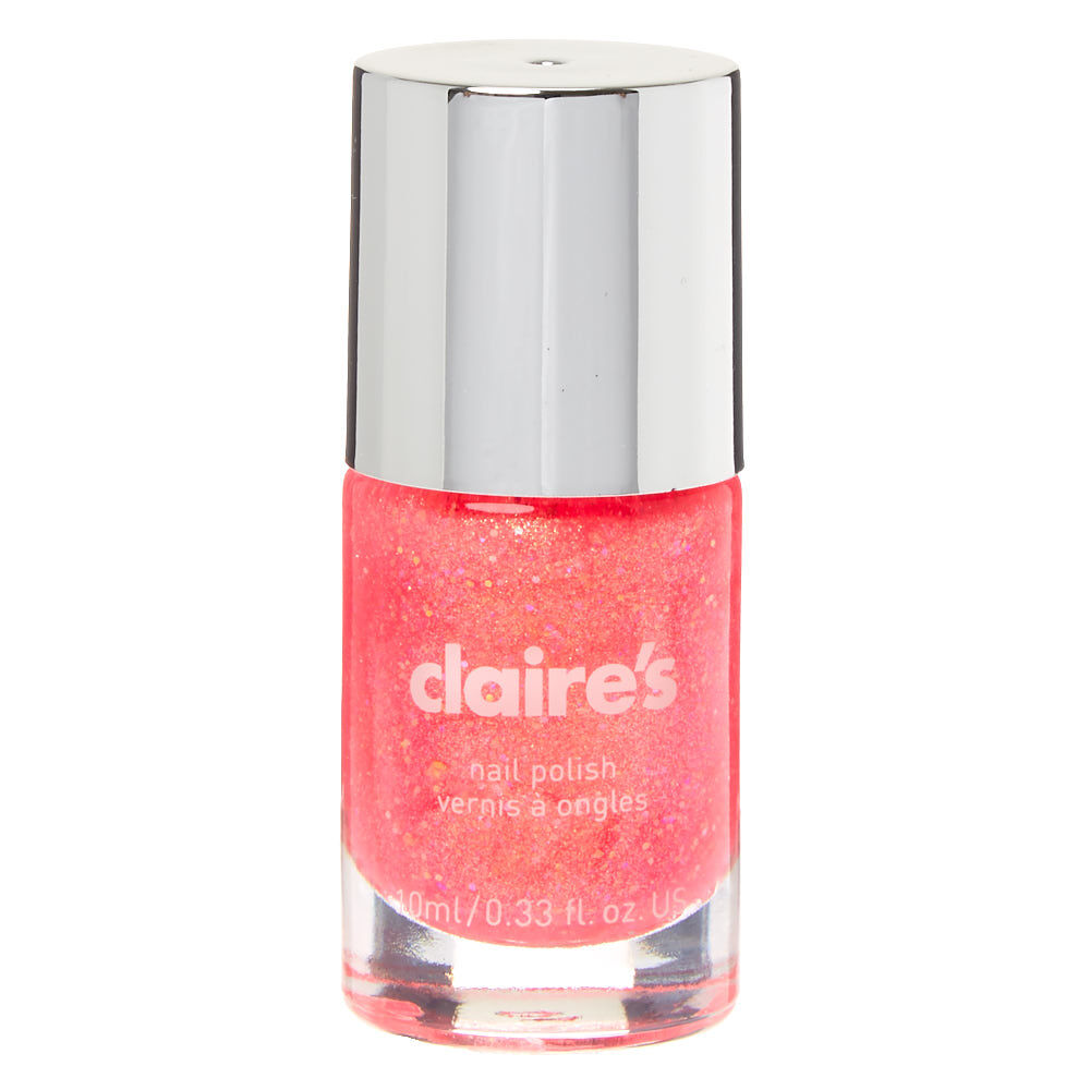 Vernis à ongles à paillettes - Corail fluo,