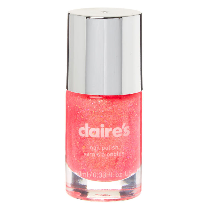 Vernis &agrave; ongles &agrave; paillettes - Corail fluo,