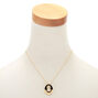 Gold Open Enamel Pendant Necklace - Black,