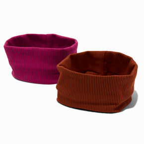 Berry &amp; Brown Ribbed Headwraps - 2 Pack,