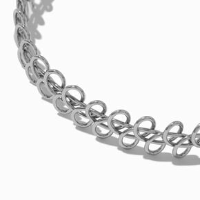 Silver-tone Fixed Metal Tattoo Choker Necklace,