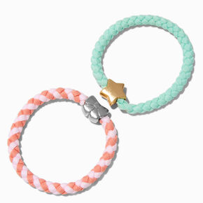 Mixed Metal Star &amp; Bow Stretch Bracelet Set - 2 Pack,