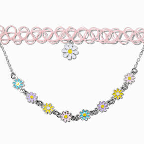 Pastel Daisy Choker Necklaces - 2 Pack,