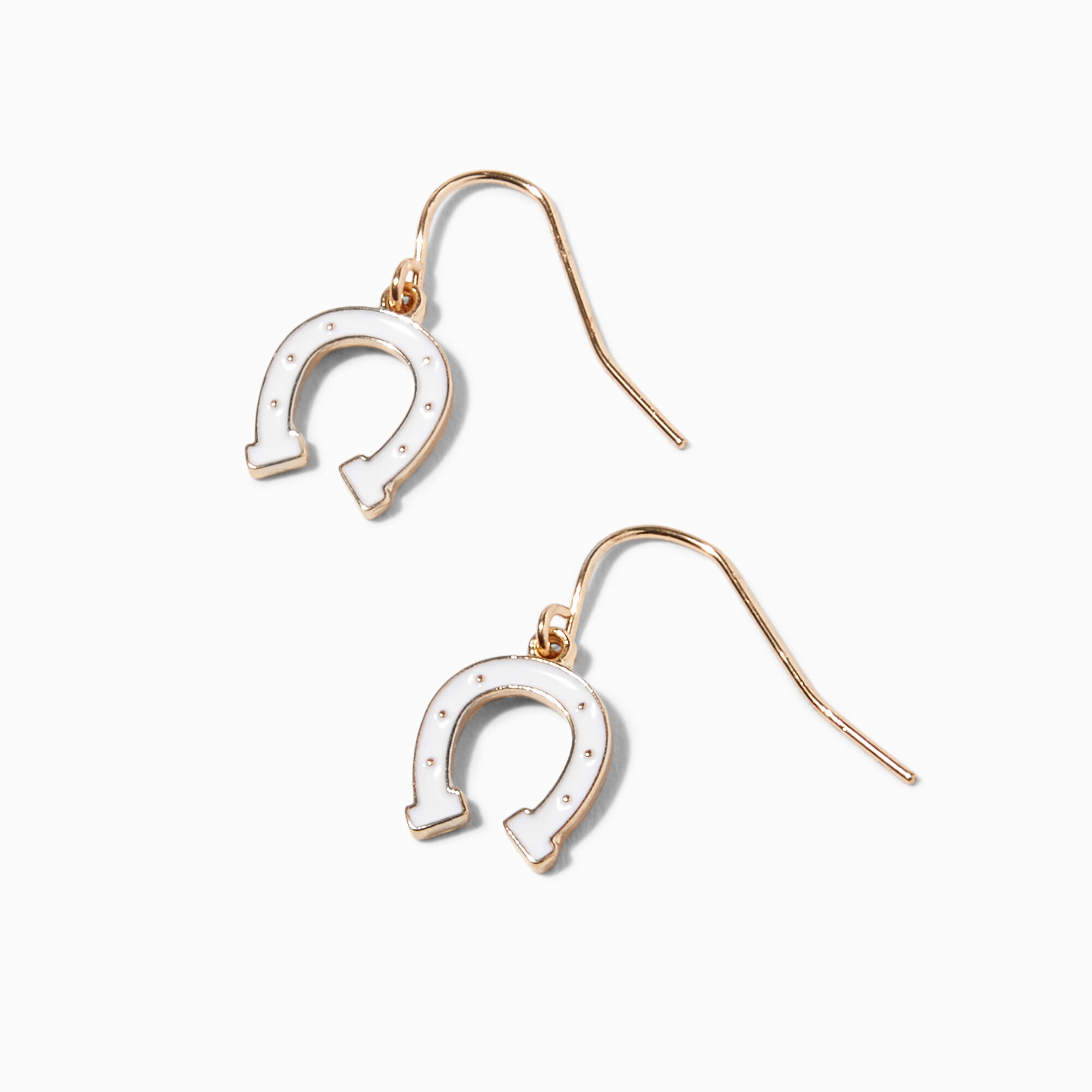 White 0.5" Horseshoe Drop Earrings,