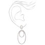 Silver 2&quot; Rhinestone Circle Link Drop Earrings,