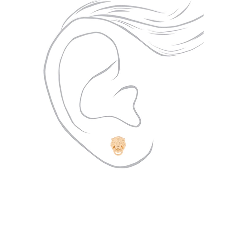 Clous d'oreille heurtoir de porte lion couleur doré,