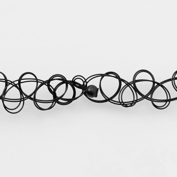 Strawberry Charm Tattoo Choker Necklace - Black,