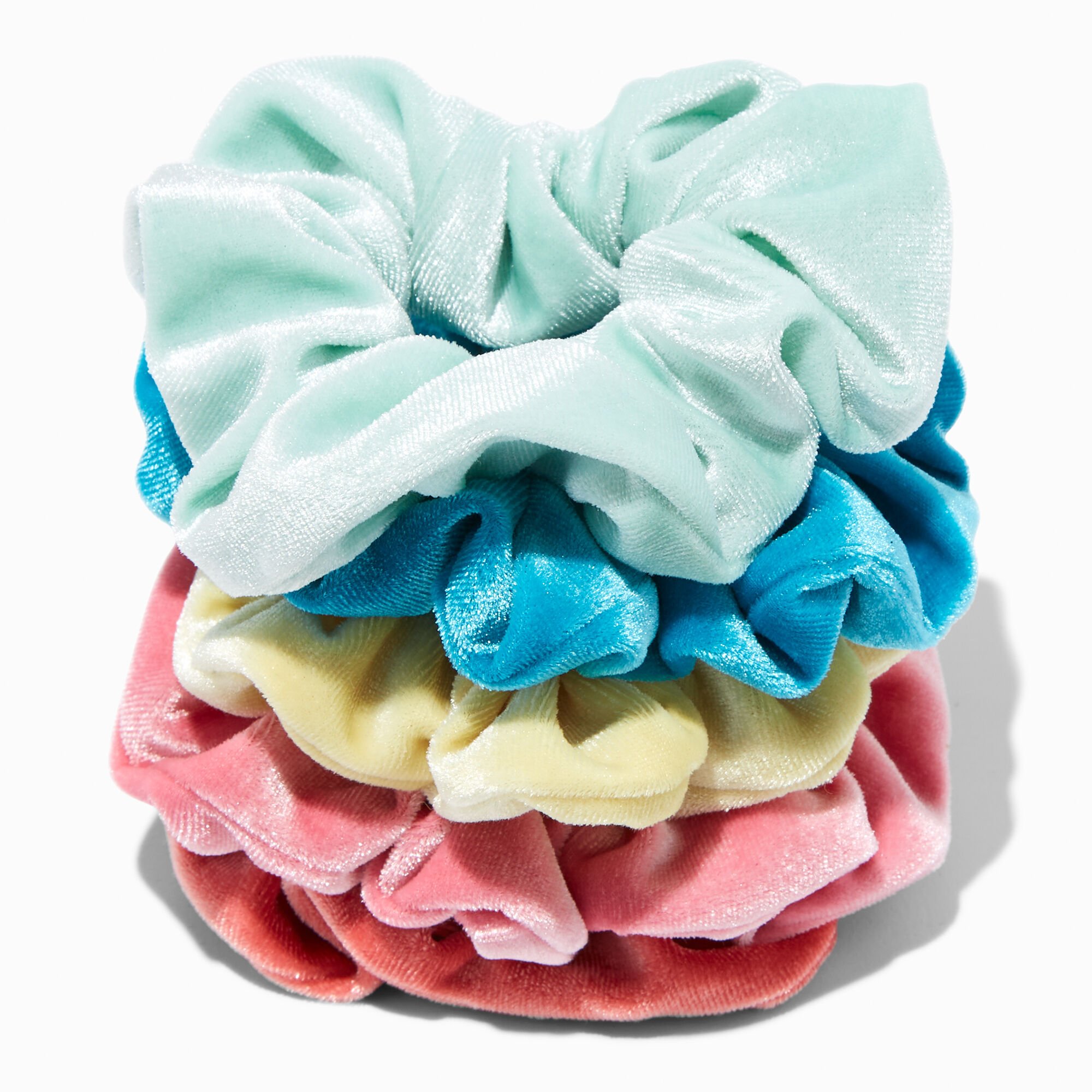 View Claires Mixed Velvet Hair Scrunchies 5 Pack Mint information