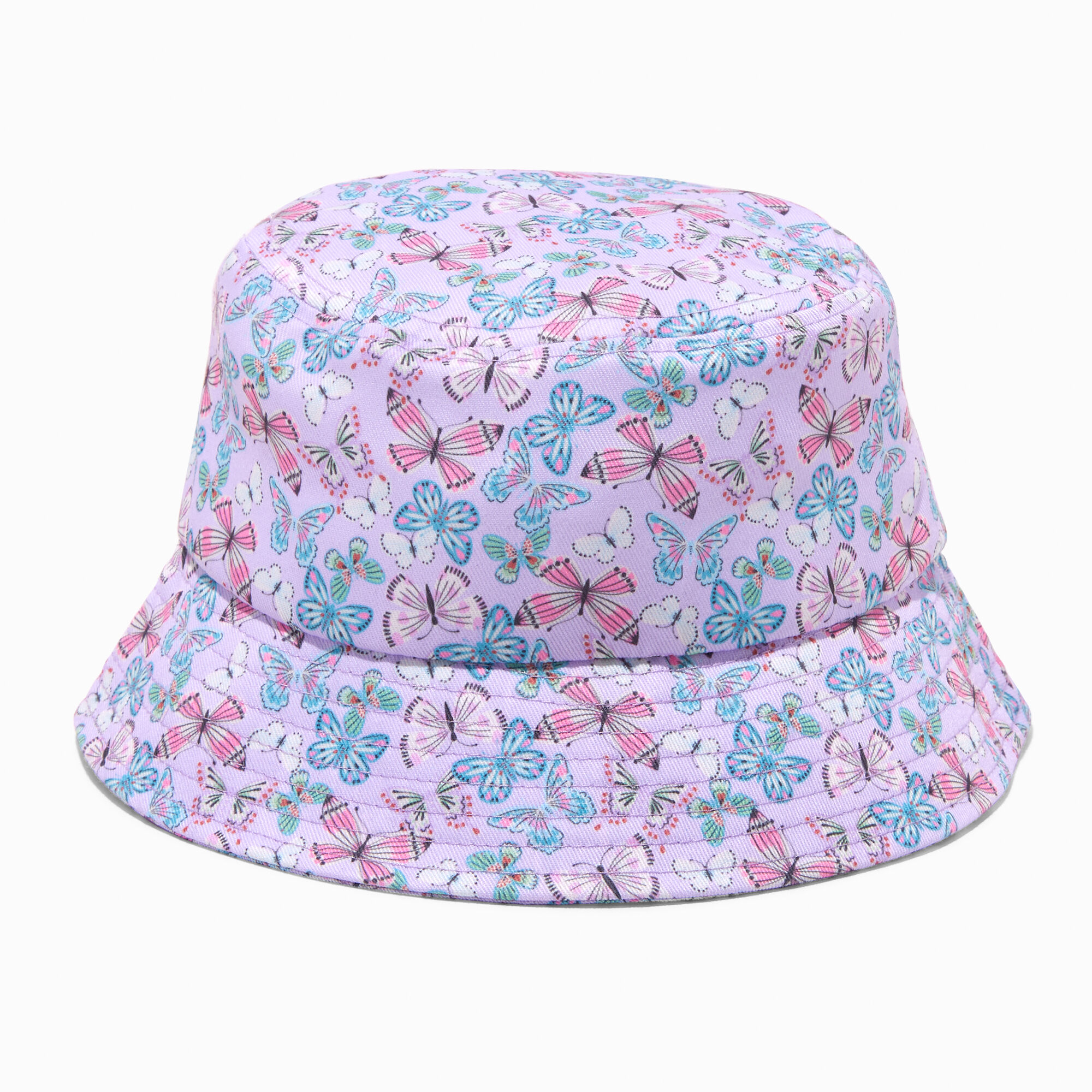 Claire's Club Purple Butterfly Bucket Hat,