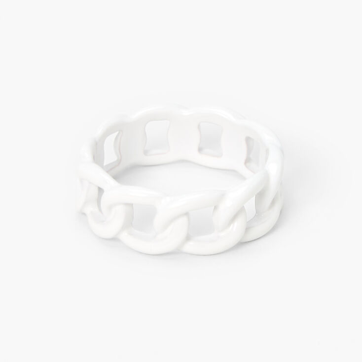 White Woven Chainlink Enamel Ring,
