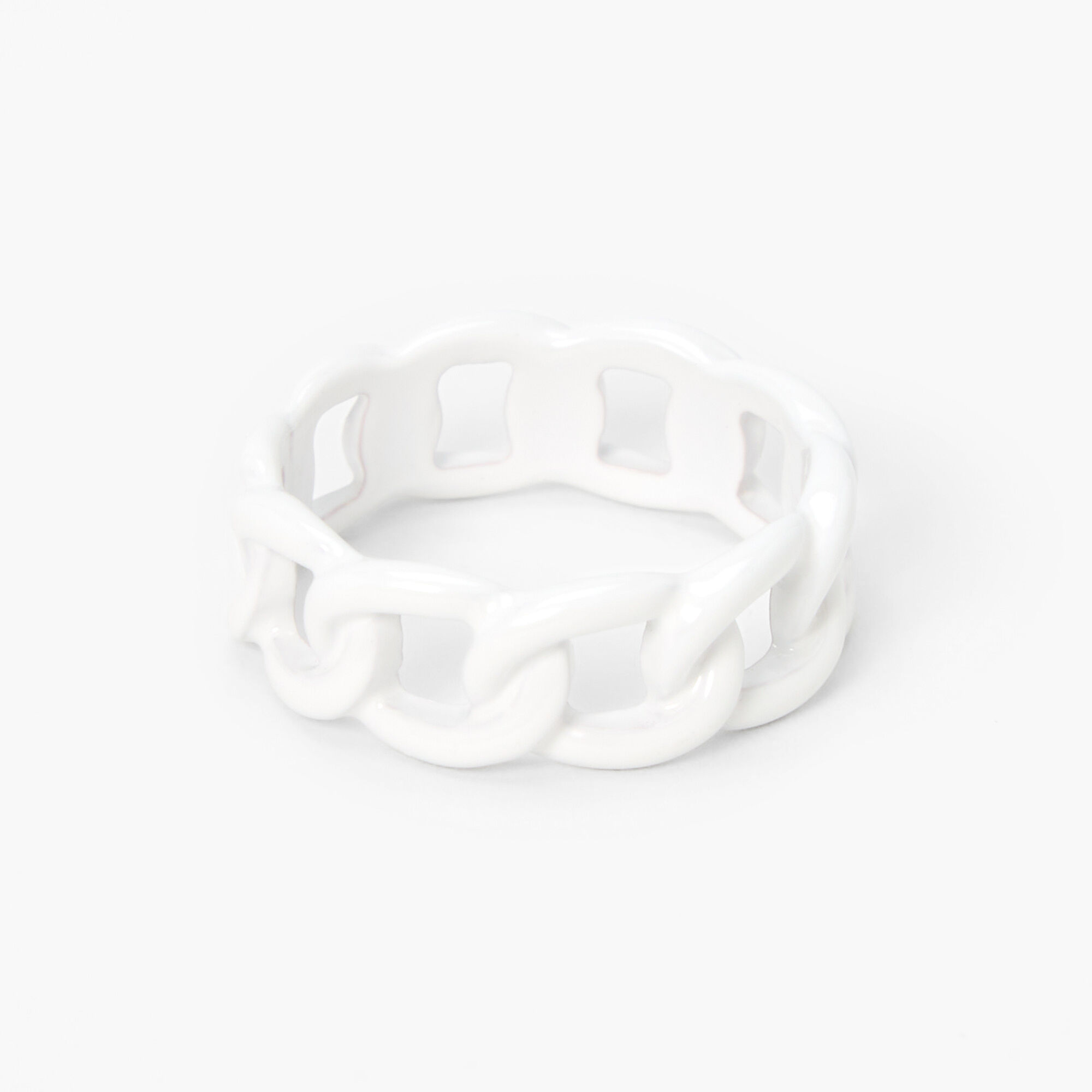 View Claires Woven Chainlink Enamel Ring White information