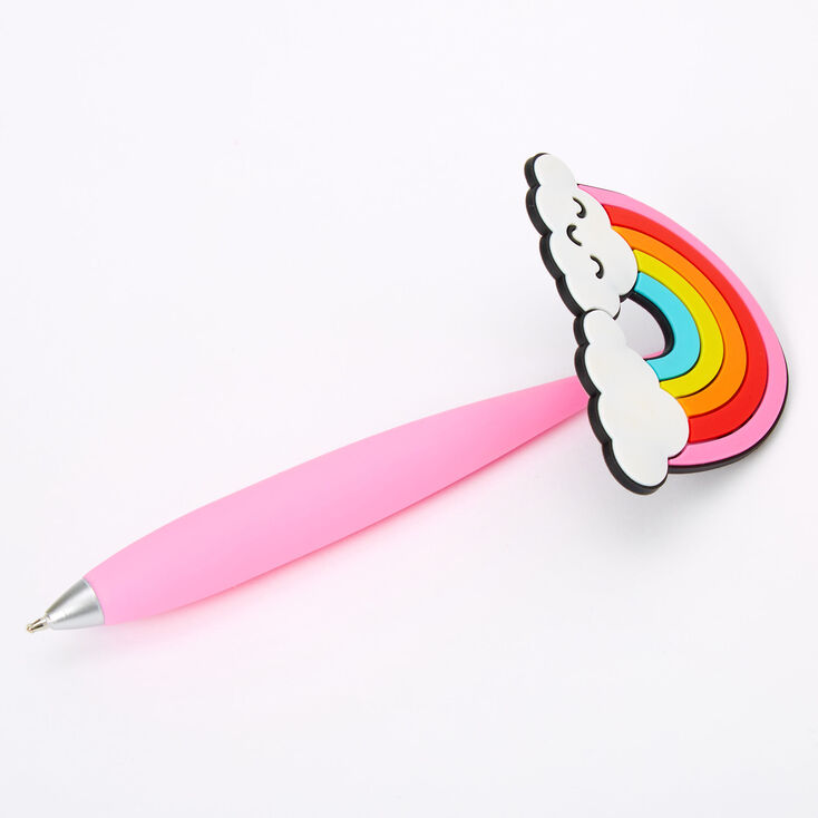 Claire's Stylo à embout souple arc-en-ciel en silicone - Rose