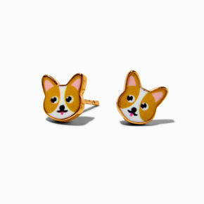 C LUXE by Claire&#39;s 18kt Gold Plated Corgi Stud Earrings,