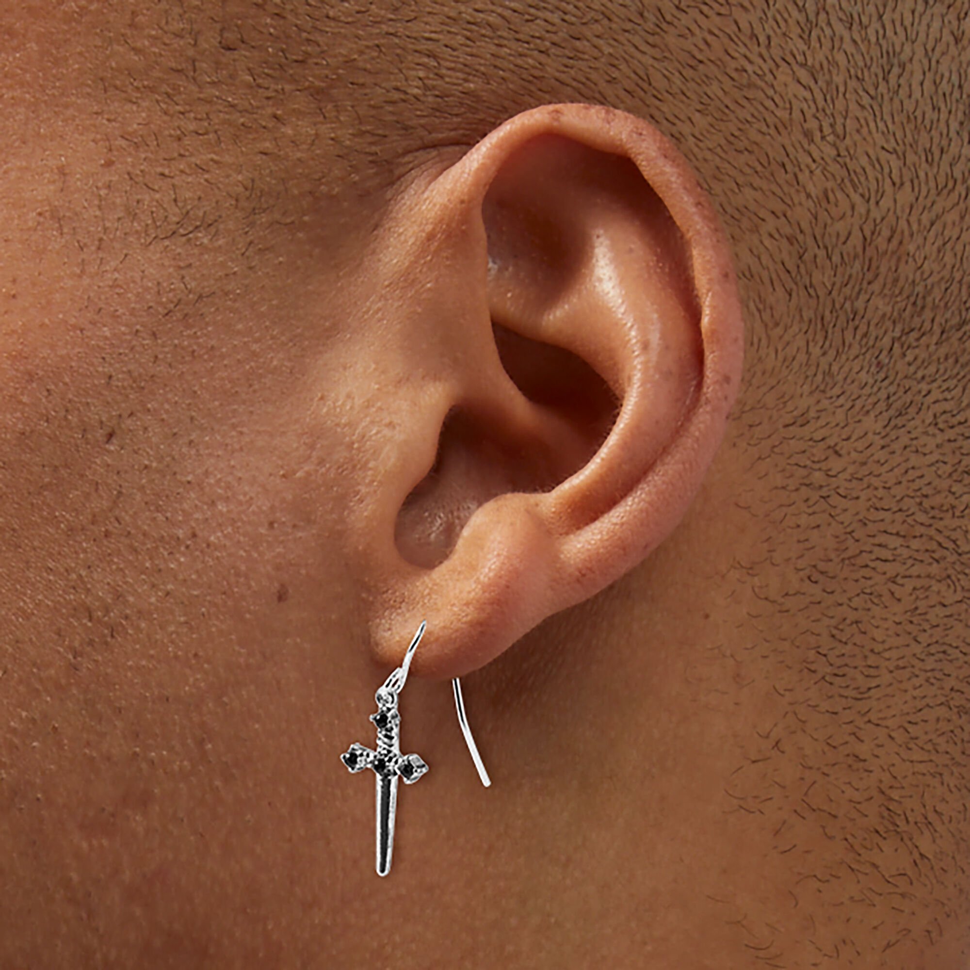 Silver-tone Cross Mixed Earring Stackables Set - 6 Pack,