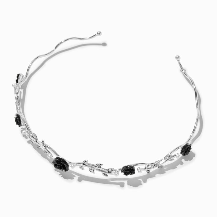 Black Rose &amp; Vine Silver-tone Cuff Necklace,