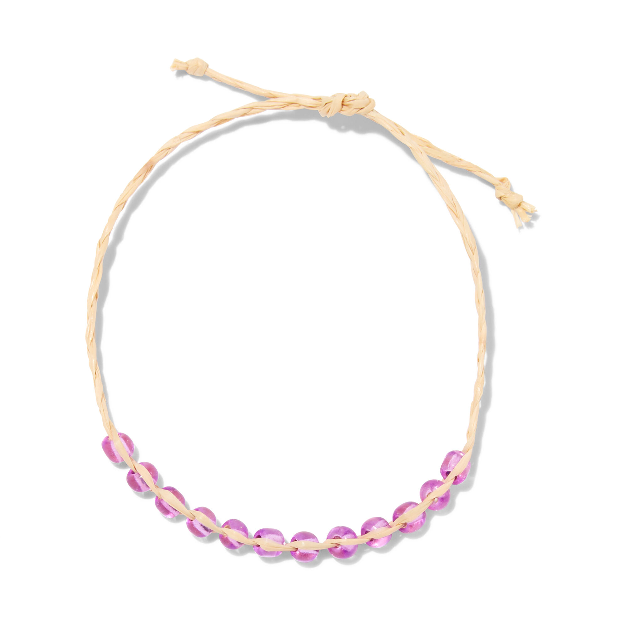 Purple Bead Adjustable Cord Wish Bracelet,