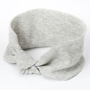 Ribbed Knotted Headwrap - Light Grey,