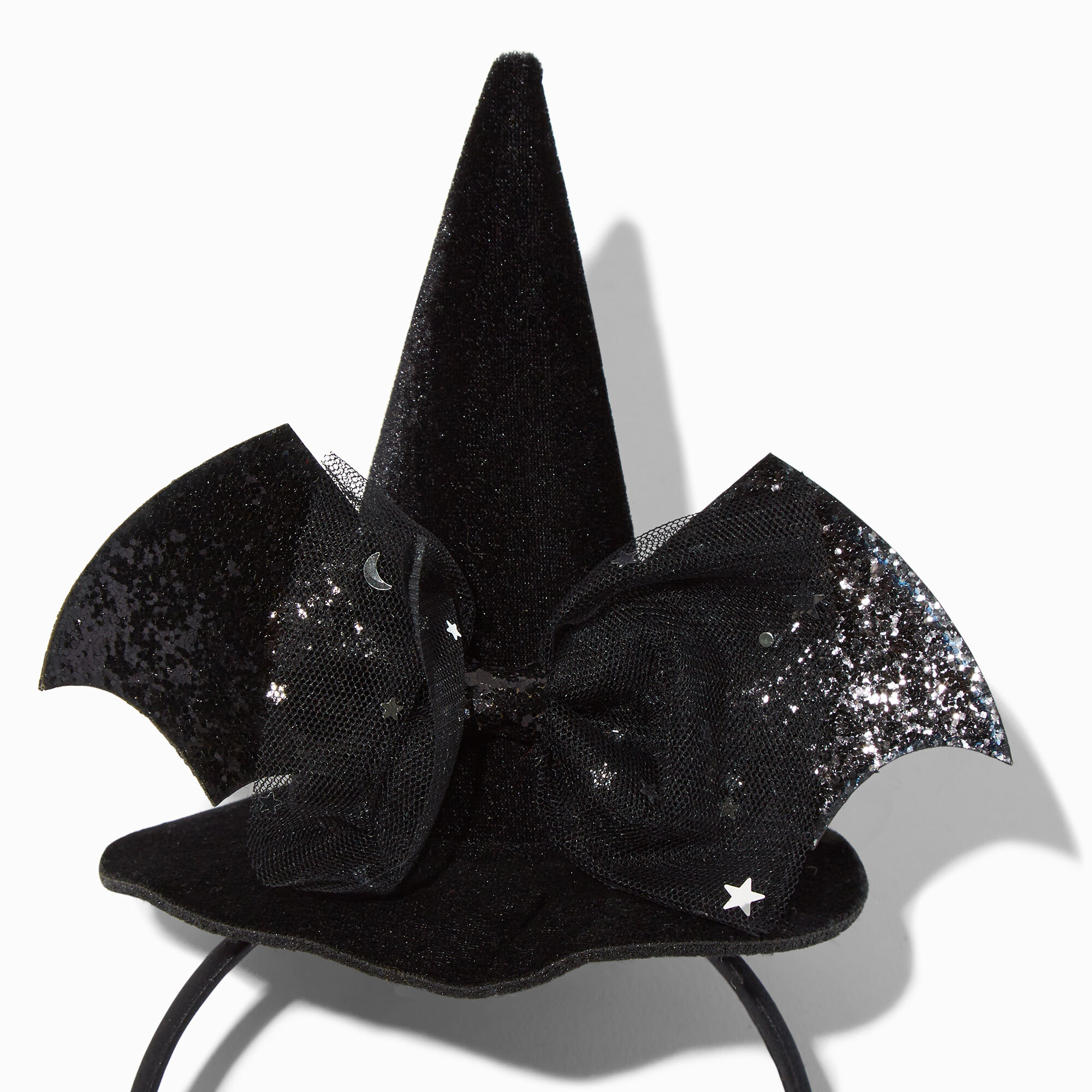 Serre-tête chapeau de sorcière ailes de chauves-souris noires,