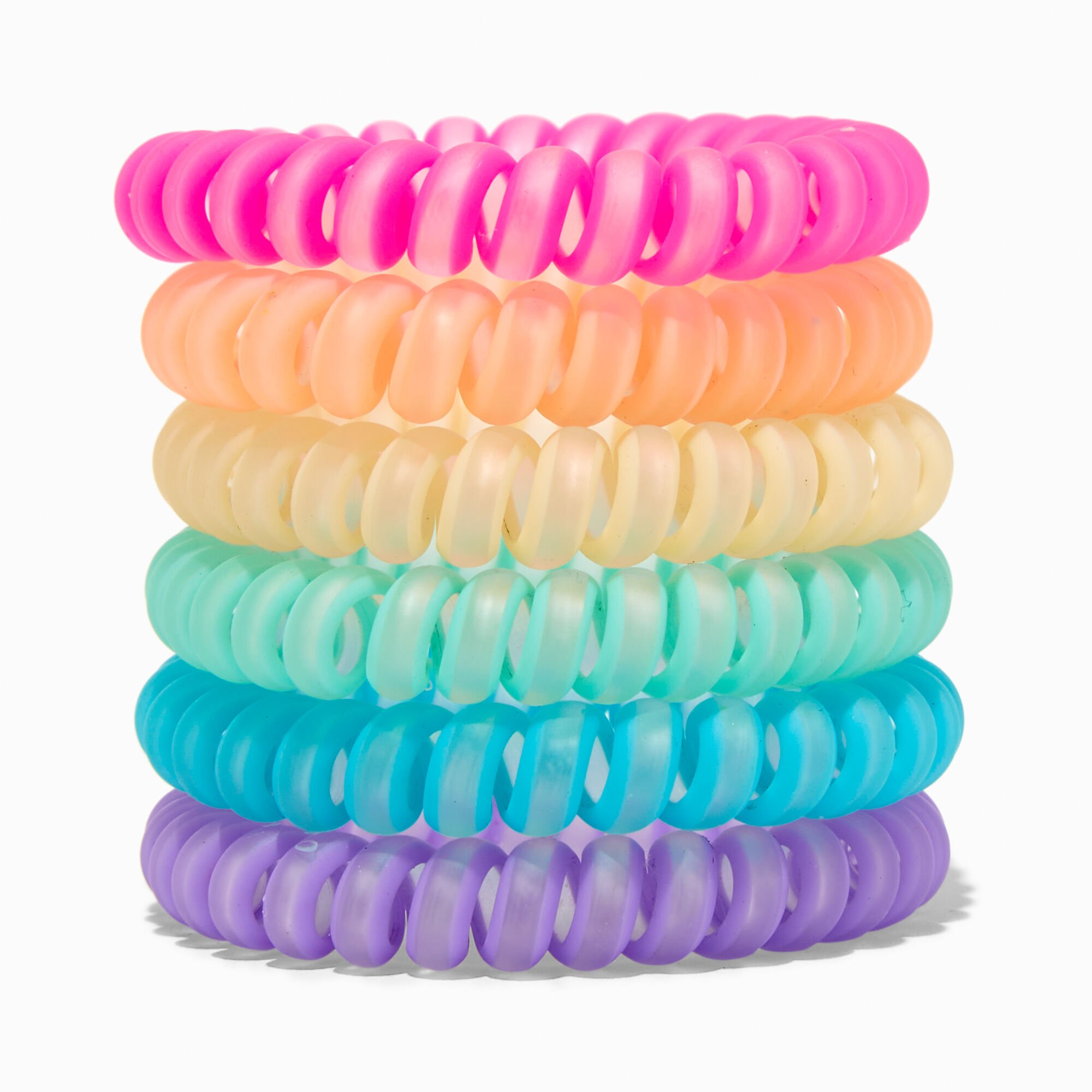 Claire's Club Matte Neon Coil Bracelets - 6 Pack,