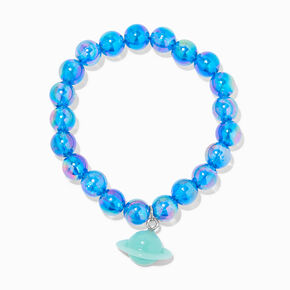 Green Planet Glow in the Dark Blue Marbled Stretch Beaded Bracelet,