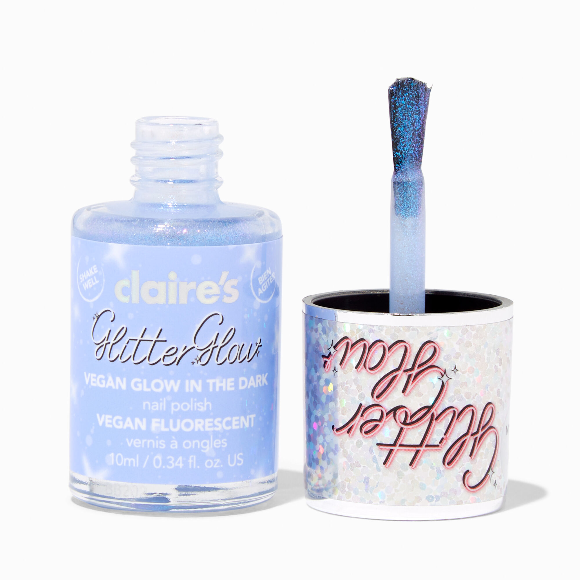 Glitter Glow Vegan Glow in The Dark Nail Polish Peri Twinkle