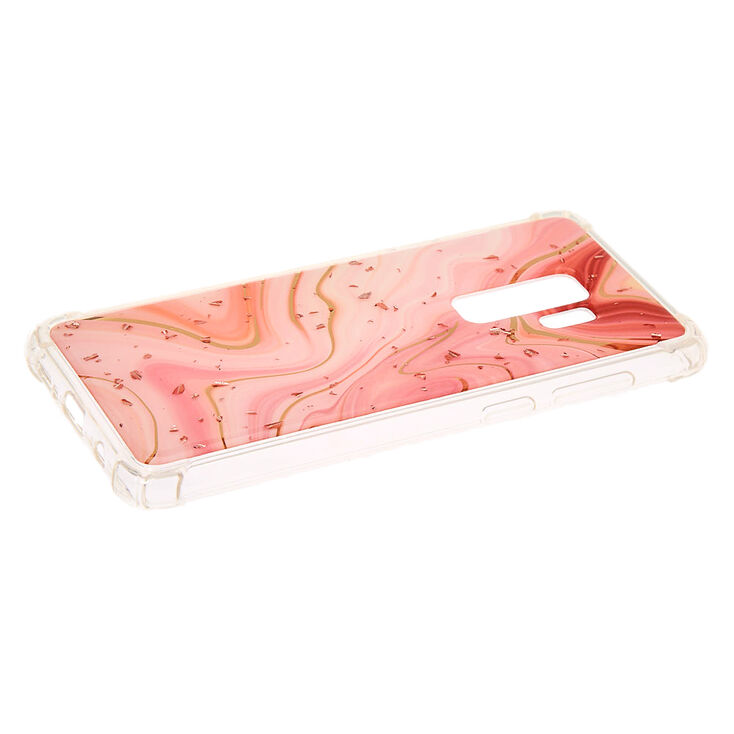 Coque de portable flocons couleur dor&eacute; rose effet marbr&eacute; - Compatible avec Samsung Galaxy S9 Plus,