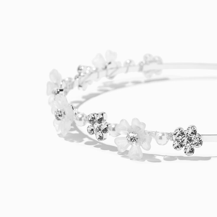 Silver Frosted Flower Headband,