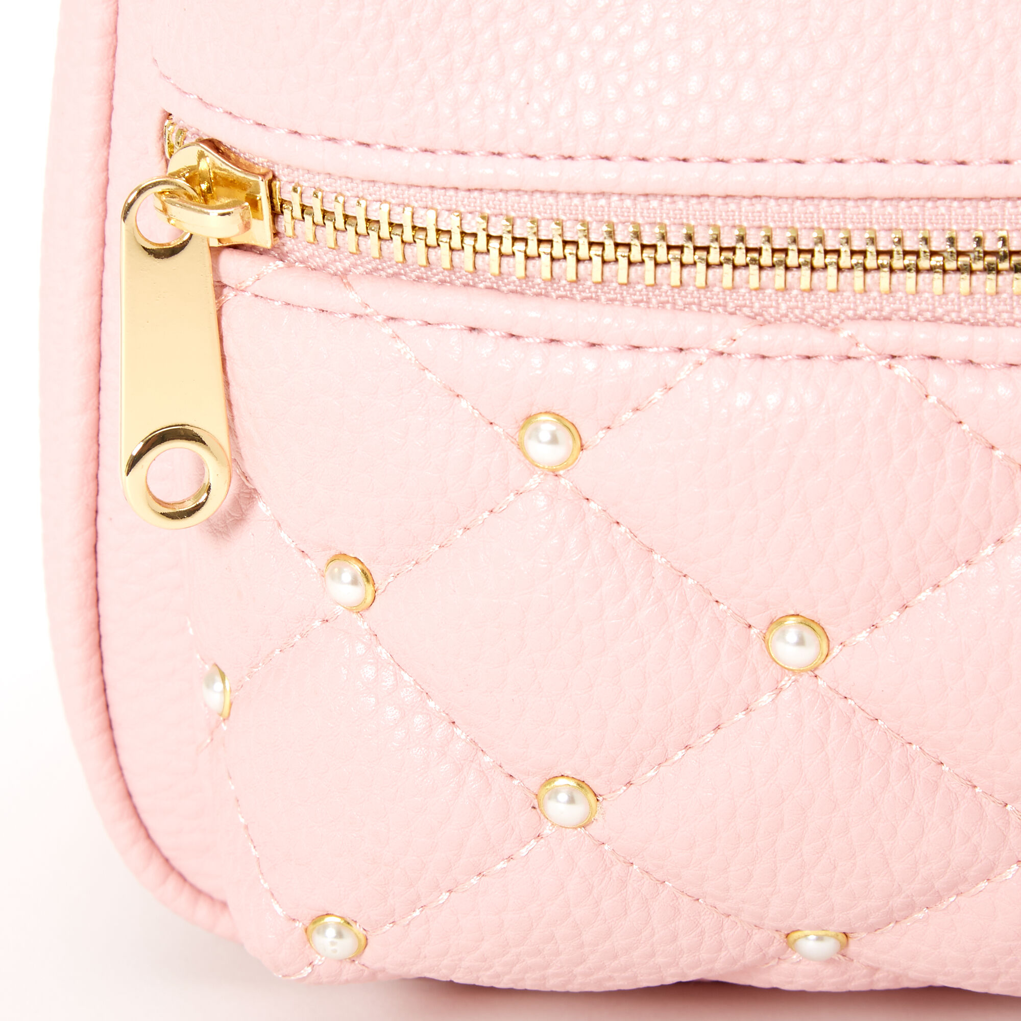 Petit sac à dos matelassé perles d'imitation - Rose,