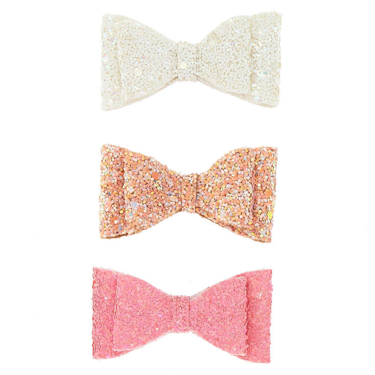 Claire's Club Glitter Bow Hair Clips - 3 Pack | Claire's US