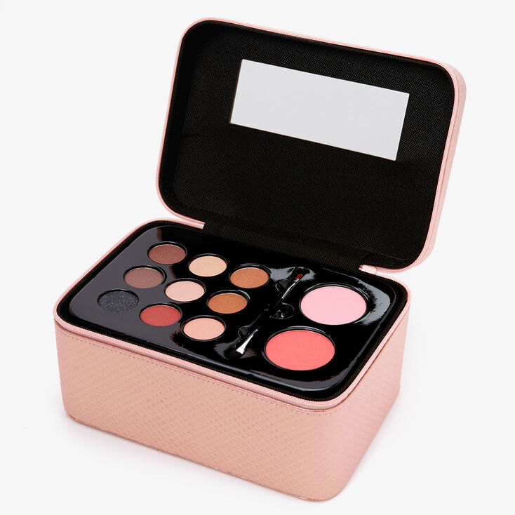 Metallic Quilted Travel Case Makeup Set - Blush Pink,