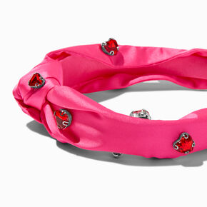 Gemstone Hearts Pink Knotted Headband,