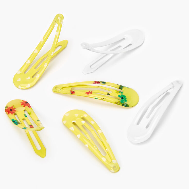 Claire&#39;s Club Spring Floral Snap Hair Clips - Yellow, 6 Pack,