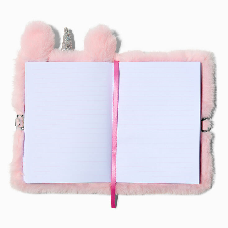 Pink Unicorn Star Furry Lock Diary,