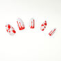 Blood Splatter Stiletto Faux Nail Set - White, 24 Pack,