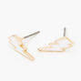 Gold Lightning Bolt Stud Earrings - White,