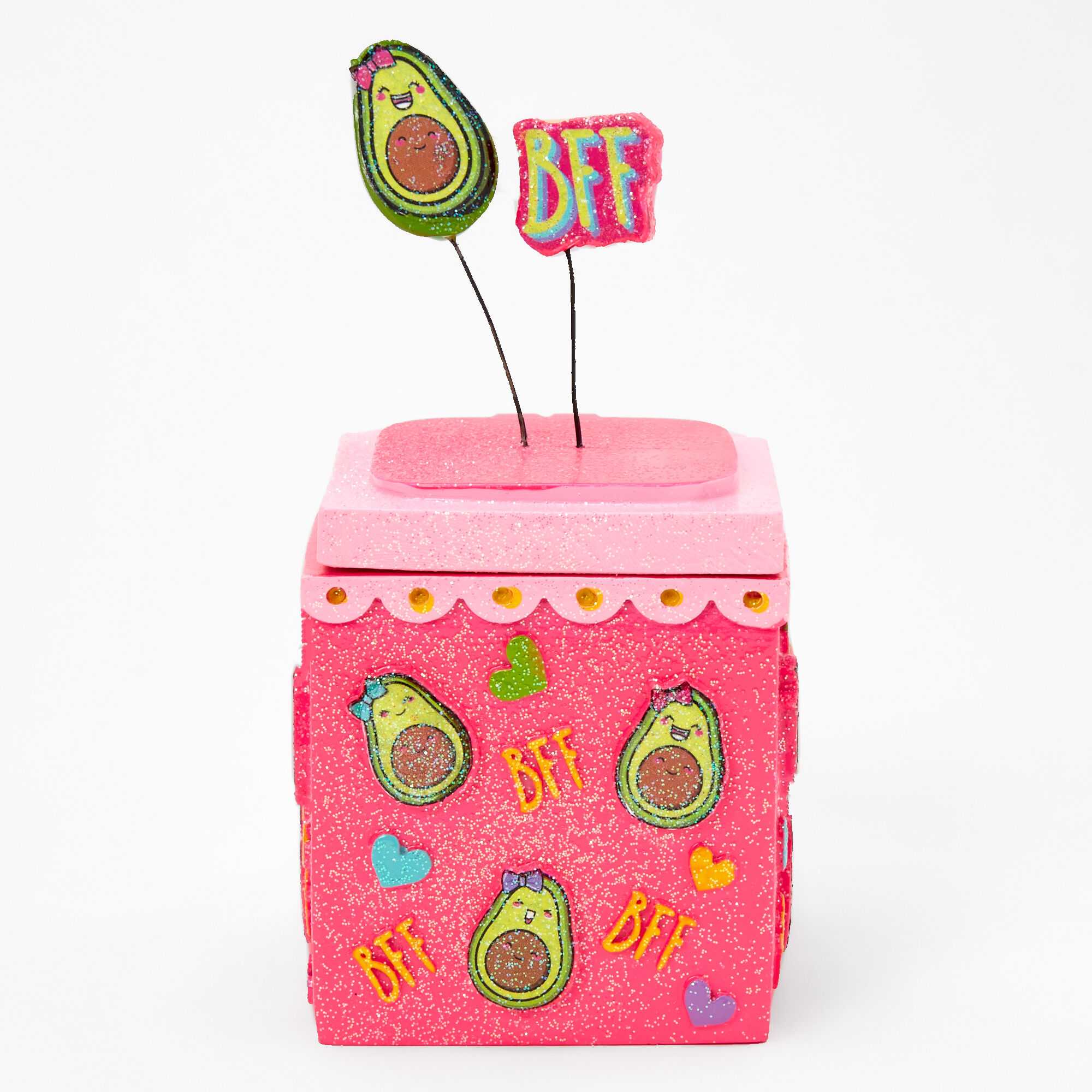 Boîte à babioles avocat à paillettes - Rose,