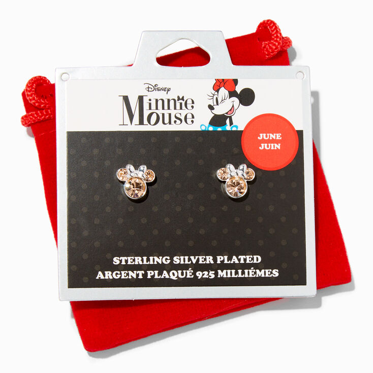 Disney Minnie Mouse Birthstone Sterling Silver Stud Earrings - June,