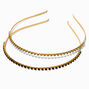 Skinny Black &amp; Clear Rhinestone Headbands - 2 Pack ,