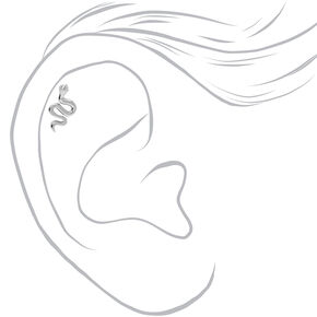 Silver-tone 16G Embellished Snake Cartilage Earrings - 3 Pack,