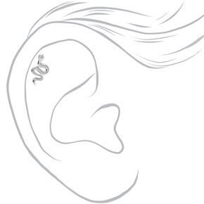 Silver 16G Embellished Snake Cartilage Earrings - 3 Pack,